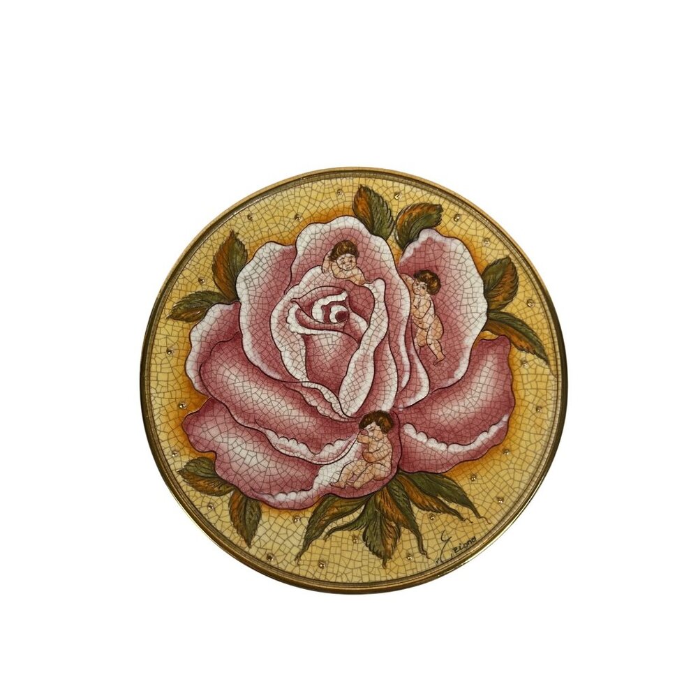 Veneto Flair 1978 Flower Children Plate By V. Tiziano Hand Etched & Painted Limi